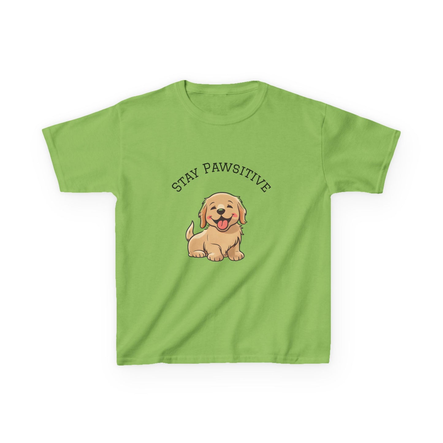 Kids Tee — "Stay Pawsitive" Cute Puppy Graphic