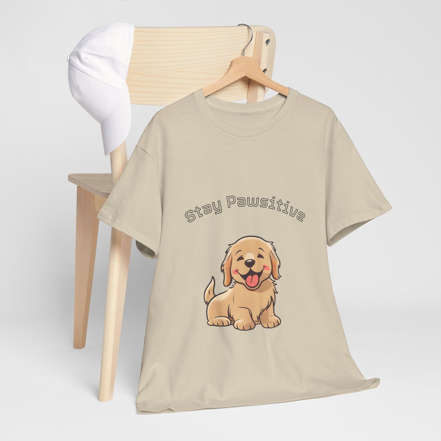 Stay Pawsitive Dog T-Shirt — Cute Golden Retriever Tee for Dog Lovers