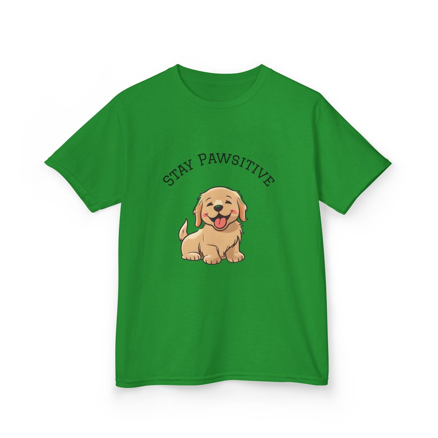 Kids Tee — "Stay Pawsitive" Cute Puppy Graphic