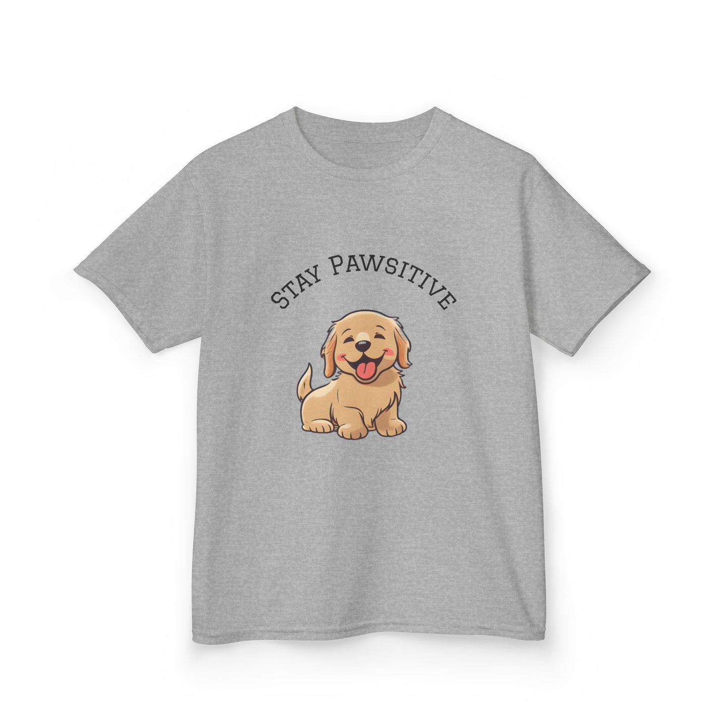 Kids Tee — "Stay Pawsitive" Cute Puppy Graphic