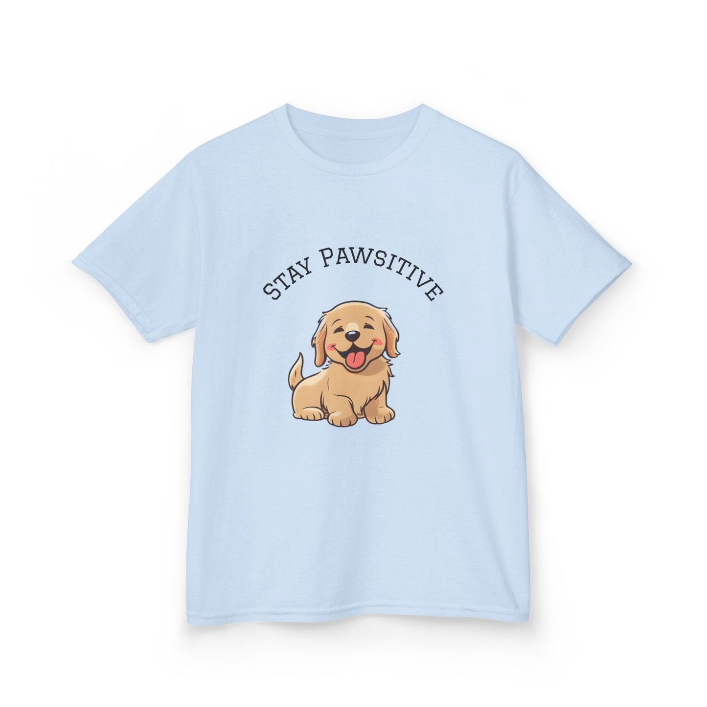 Kids Tee — "Stay Pawsitive" Cute Puppy Graphic