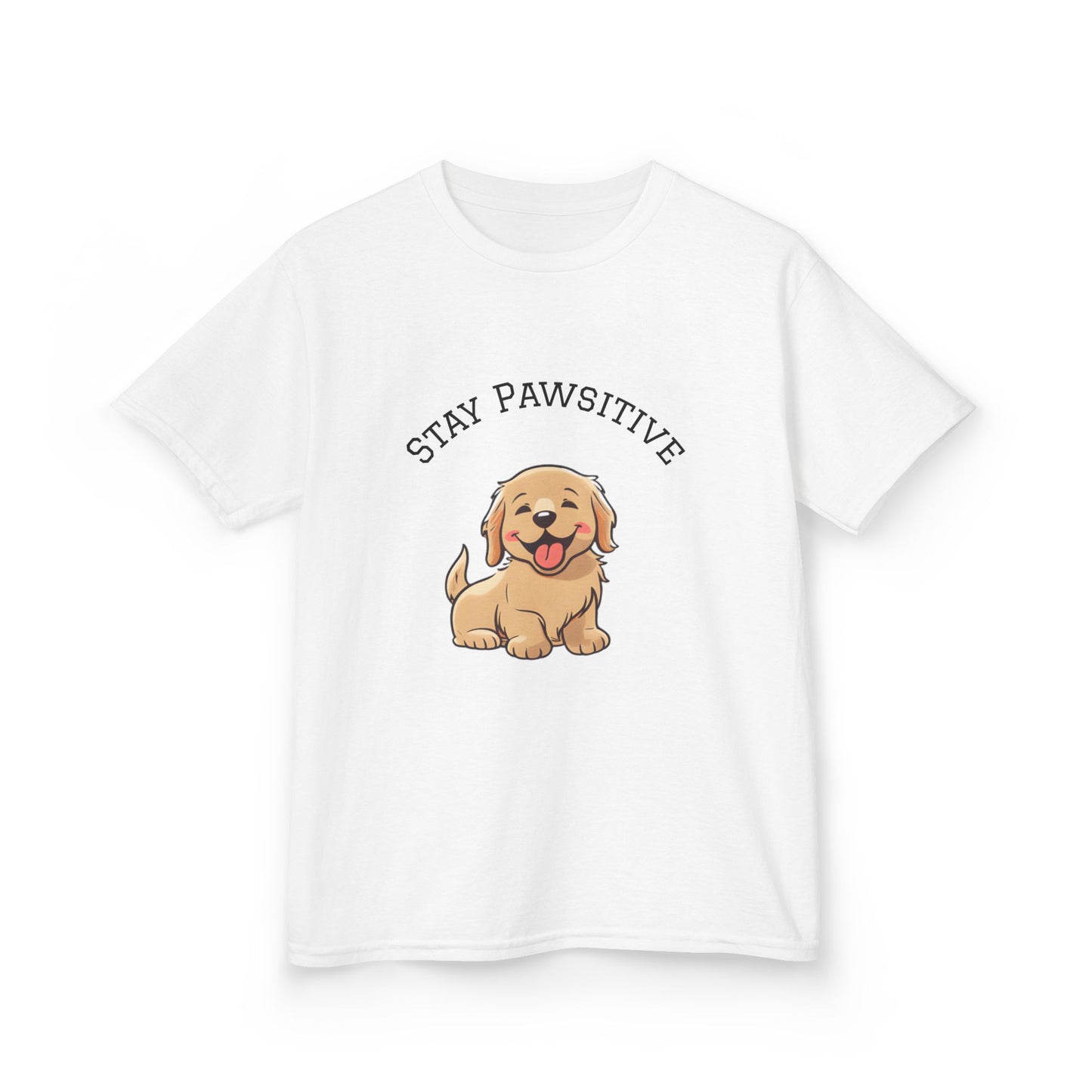Kids Tee — "Stay Pawsitive" Cute Puppy Graphic