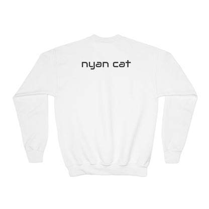 Nyan Cat Youth Crewneck Sweatshirt — Retro Pixel Rainbow Cat Pullover