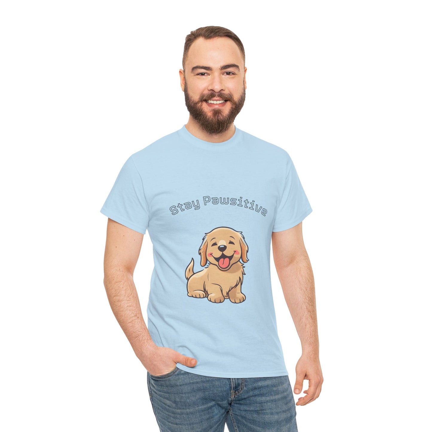 Stay Pawsitive Dog T-Shirt — Cute Golden Retriever Tee for Dog Lovers