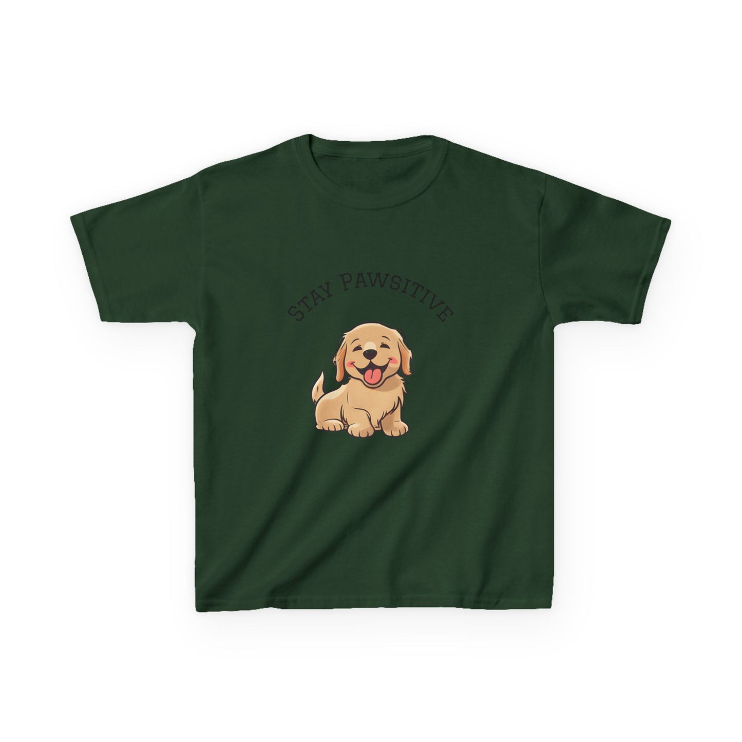 Kids Tee — "Stay Pawsitive" Cute Puppy Graphic