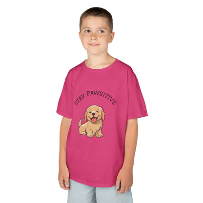 Kids Tee — "Stay Pawsitive" Cute Puppy Graphic