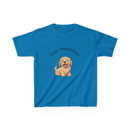 Kids Tee — "Stay Pawsitive" Cute Puppy Graphic