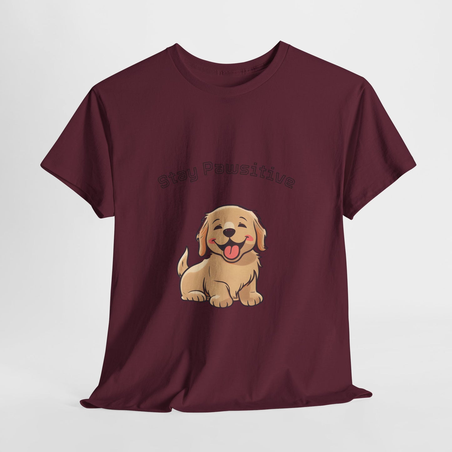 Stay Pawsitive Dog T-Shirt — Cute Golden Retriever Tee for Dog Lovers