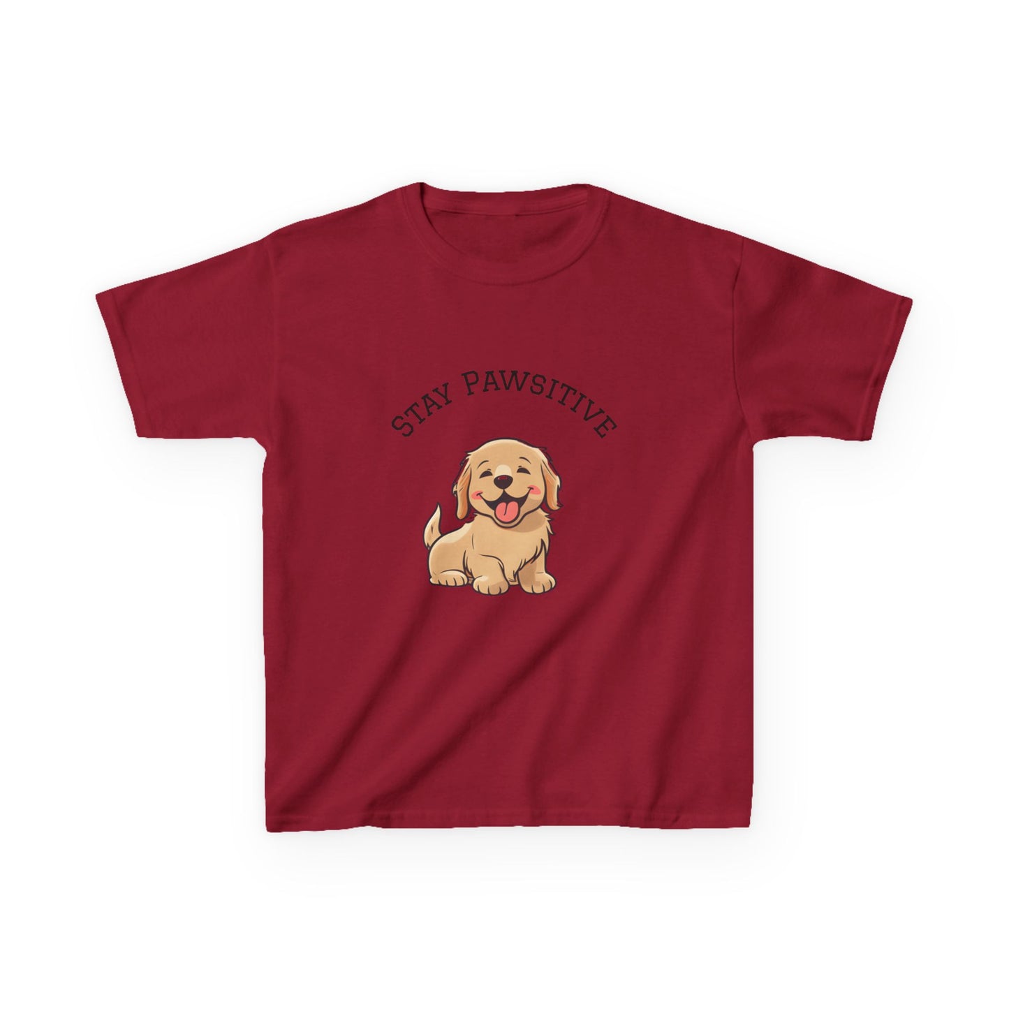 Kids Tee — "Stay Pawsitive" Cute Puppy Graphic