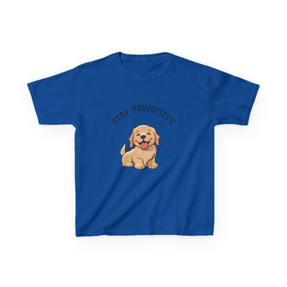 Kids Tee — "Stay Pawsitive" Cute Puppy Graphic