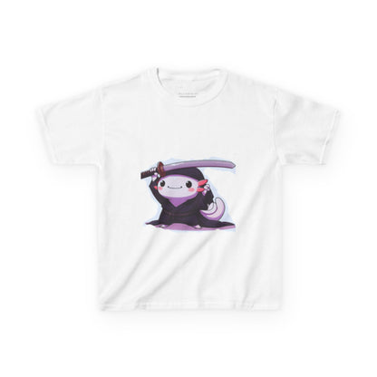 Samurai Axolotl Kids Tee — Cute Ninja Axolotl Graphic Shirt ("i’m a samuraiaxolotl fan")