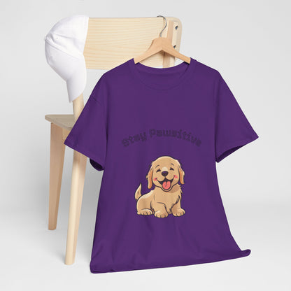 Stay Pawsitive Dog T-Shirt — Cute Golden Retriever Tee for Dog Lovers