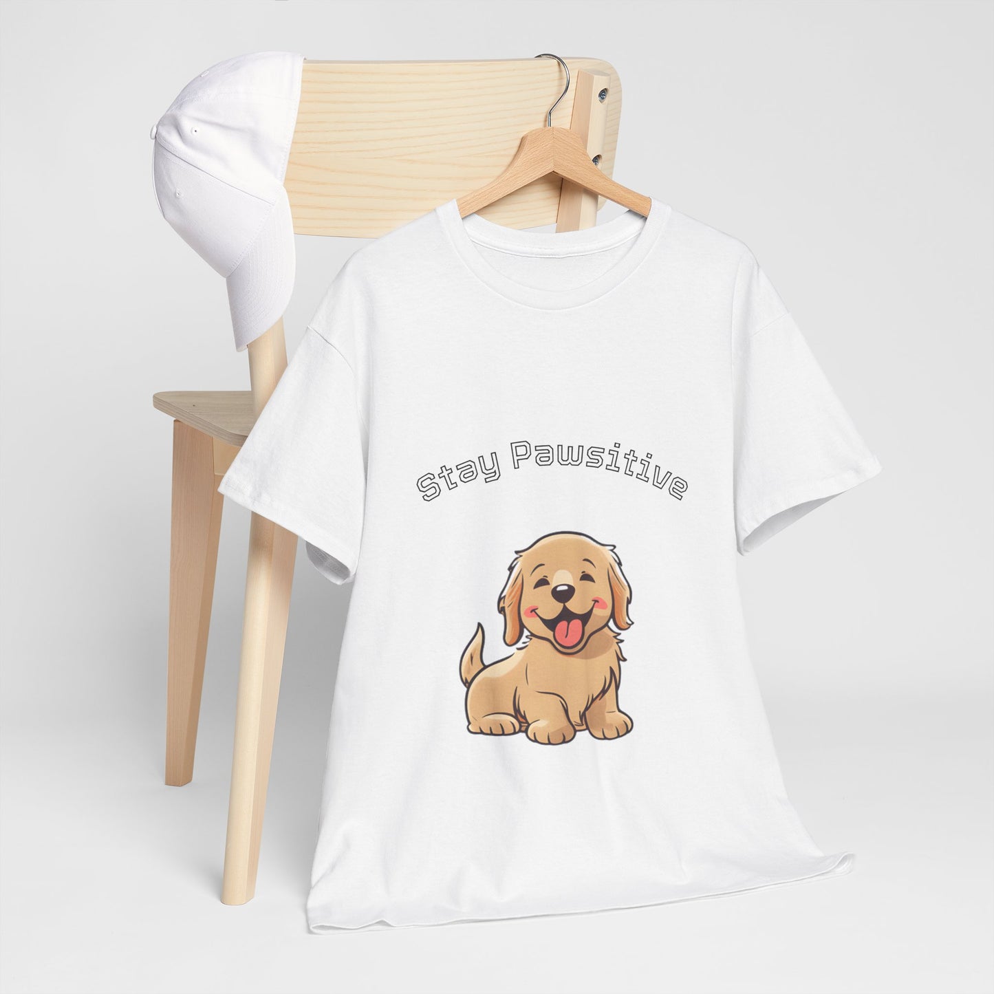 Stay Pawsitive Dog T-Shirt — Cute Golden Retriever Tee for Dog Lovers