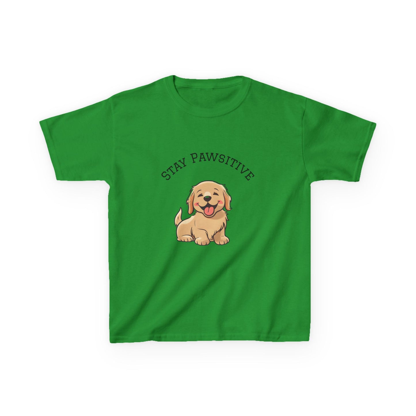Kids Tee — "Stay Pawsitive" Cute Puppy Graphic