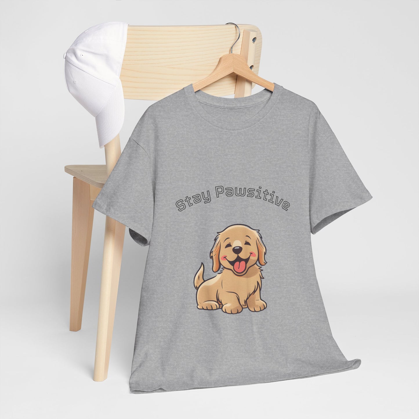 Stay Pawsitive Dog T-Shirt — Cute Golden Retriever Tee for Dog Lovers