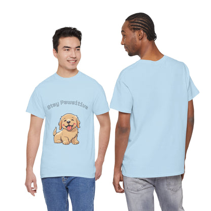 Stay Pawsitive Dog T-Shirt — Cute Golden Retriever Tee for Dog Lovers