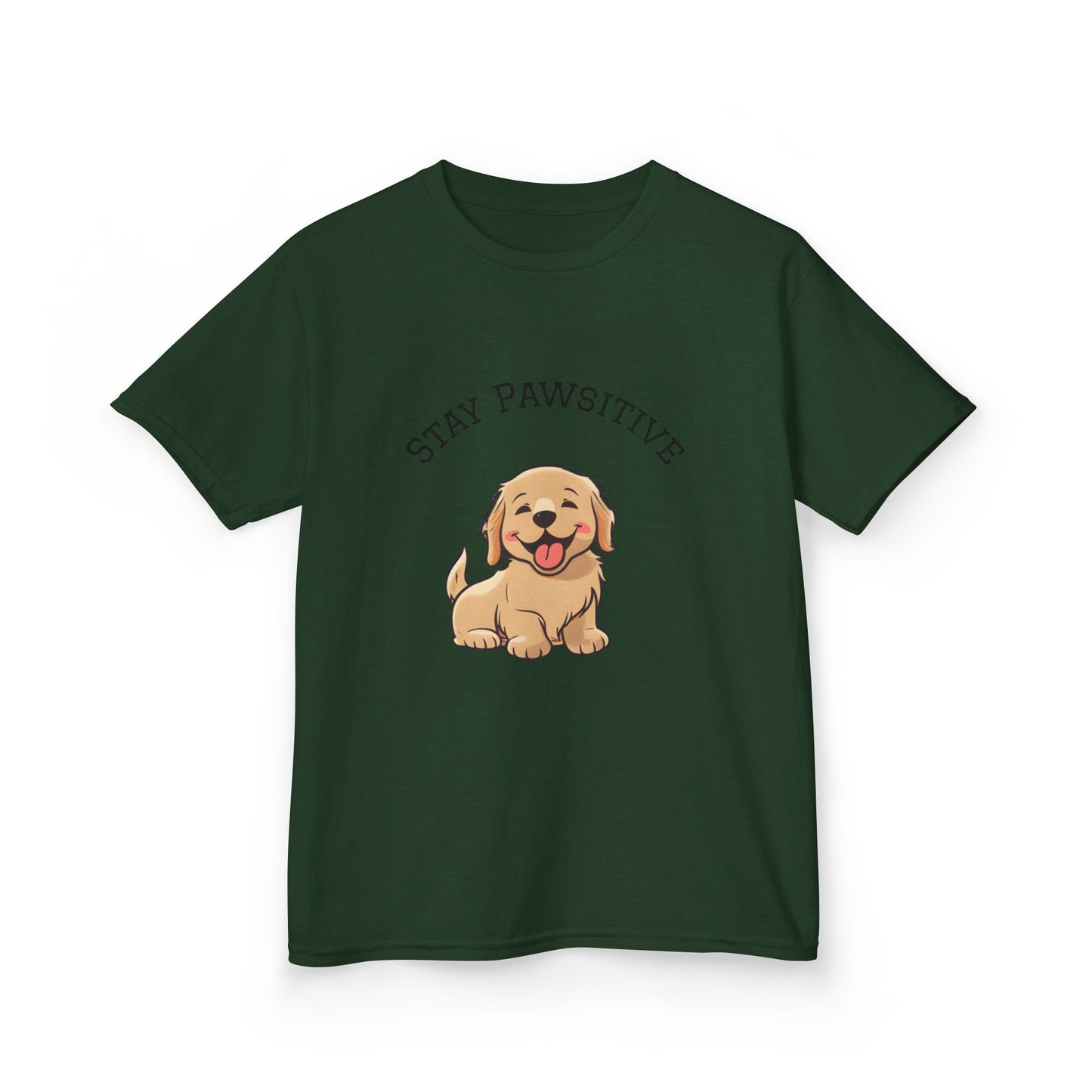 Kids Tee — "Stay Pawsitive" Cute Puppy Graphic