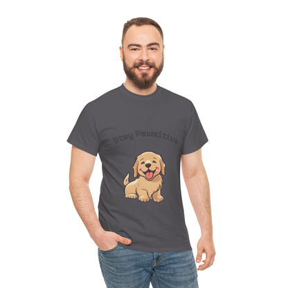Stay Pawsitive Dog T-Shirt — Cute Golden Retriever Tee for Dog Lovers
