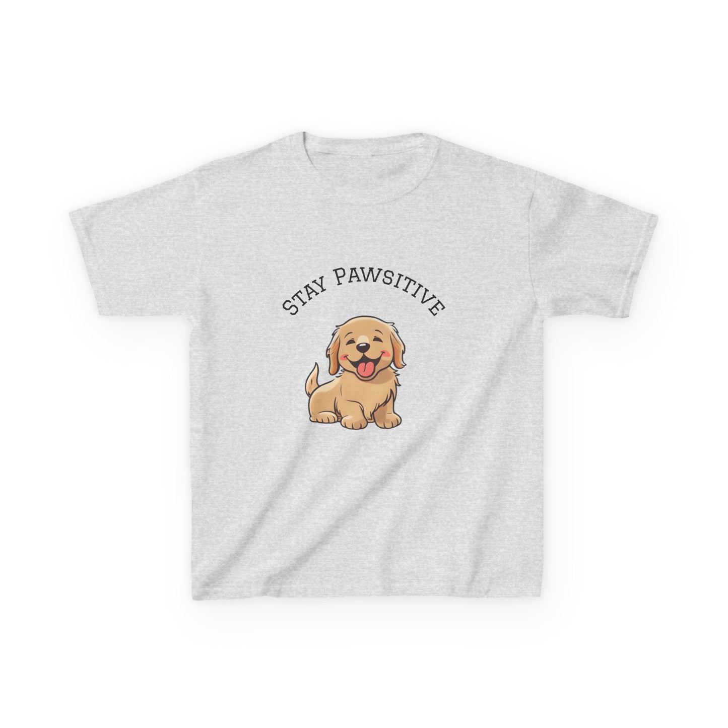 Kids Tee — "Stay Pawsitive" Cute Puppy Graphic