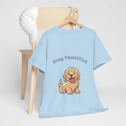 Stay Pawsitive Dog T-Shirt — Cute Golden Retriever Tee for Dog Lovers