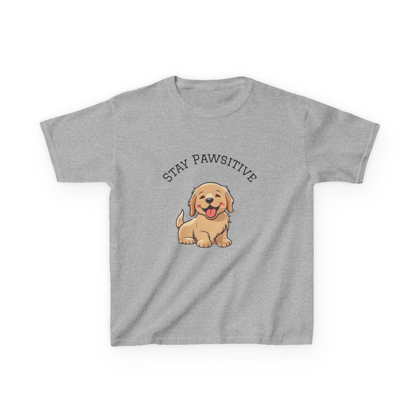 Kids Tee — "Stay Pawsitive" Cute Puppy Graphic