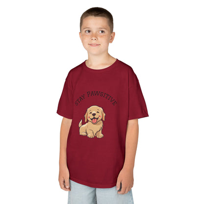 Kids Tee — "Stay Pawsitive" Cute Puppy Graphic