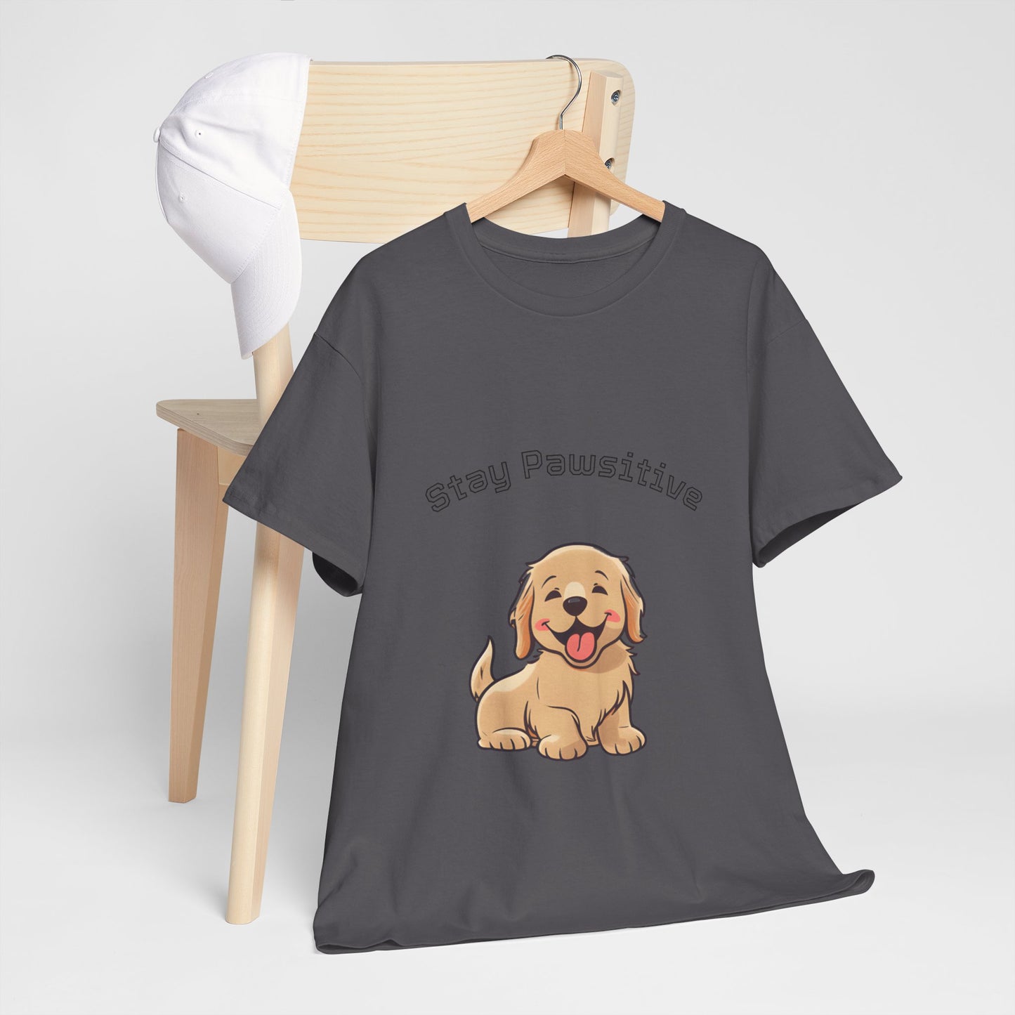 Stay Pawsitive Dog T-Shirt — Cute Golden Retriever Tee for Dog Lovers