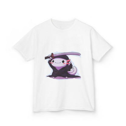 Samurai Axolotl Kids Tee — Cute Ninja Axolotl Graphic Shirt ("i’m a samuraiaxolotl fan")