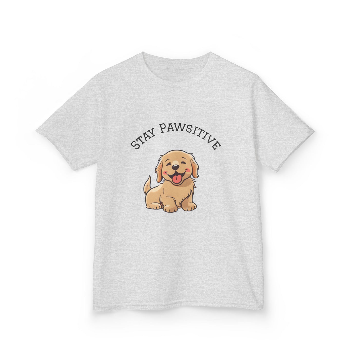 Kids Tee — "Stay Pawsitive" Cute Puppy Graphic