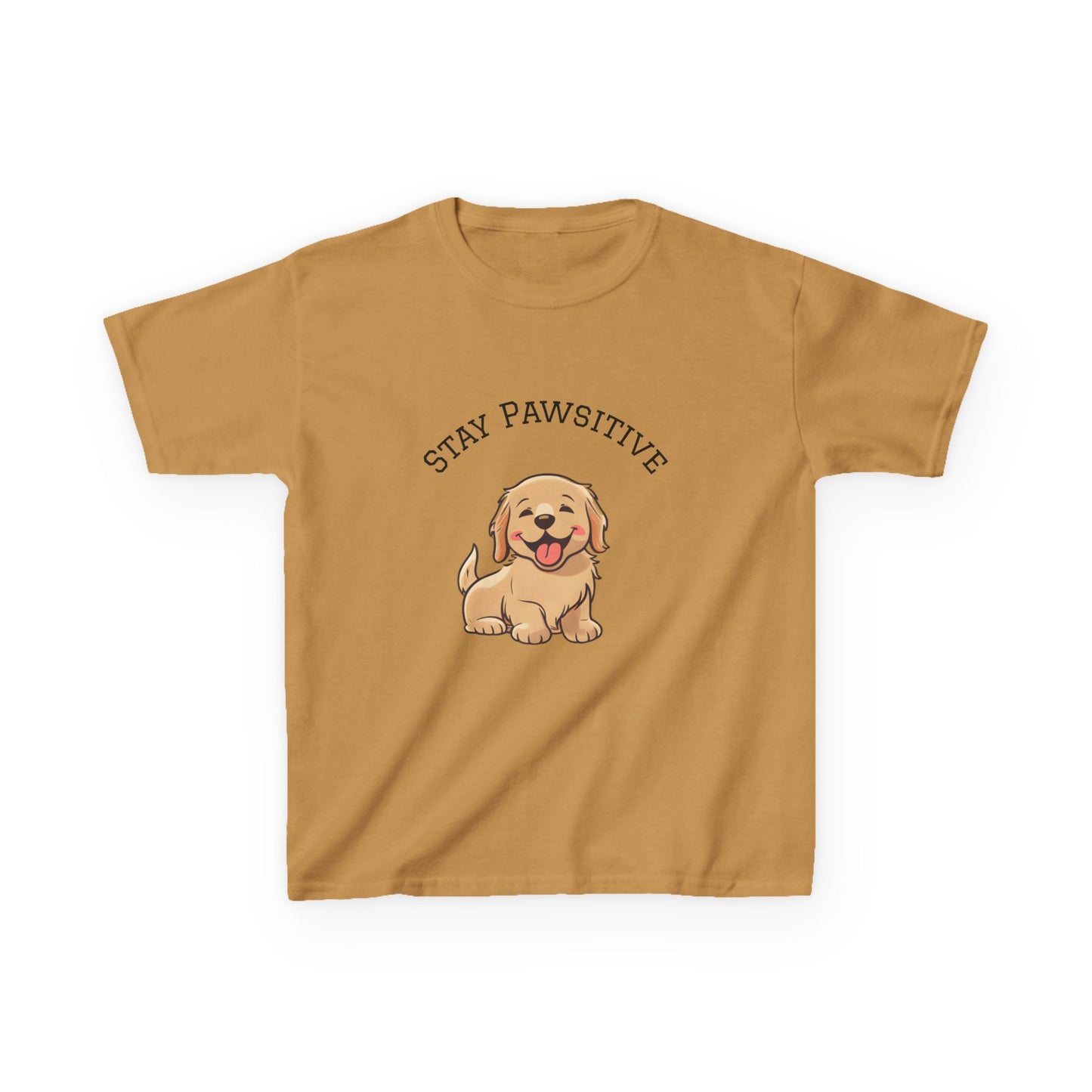 Kids Tee — "Stay Pawsitive" Cute Puppy Graphic
