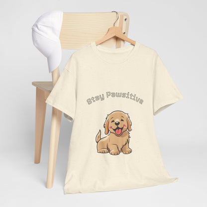 Stay Pawsitive Dog T-Shirt — Cute Golden Retriever Tee for Dog Lovers