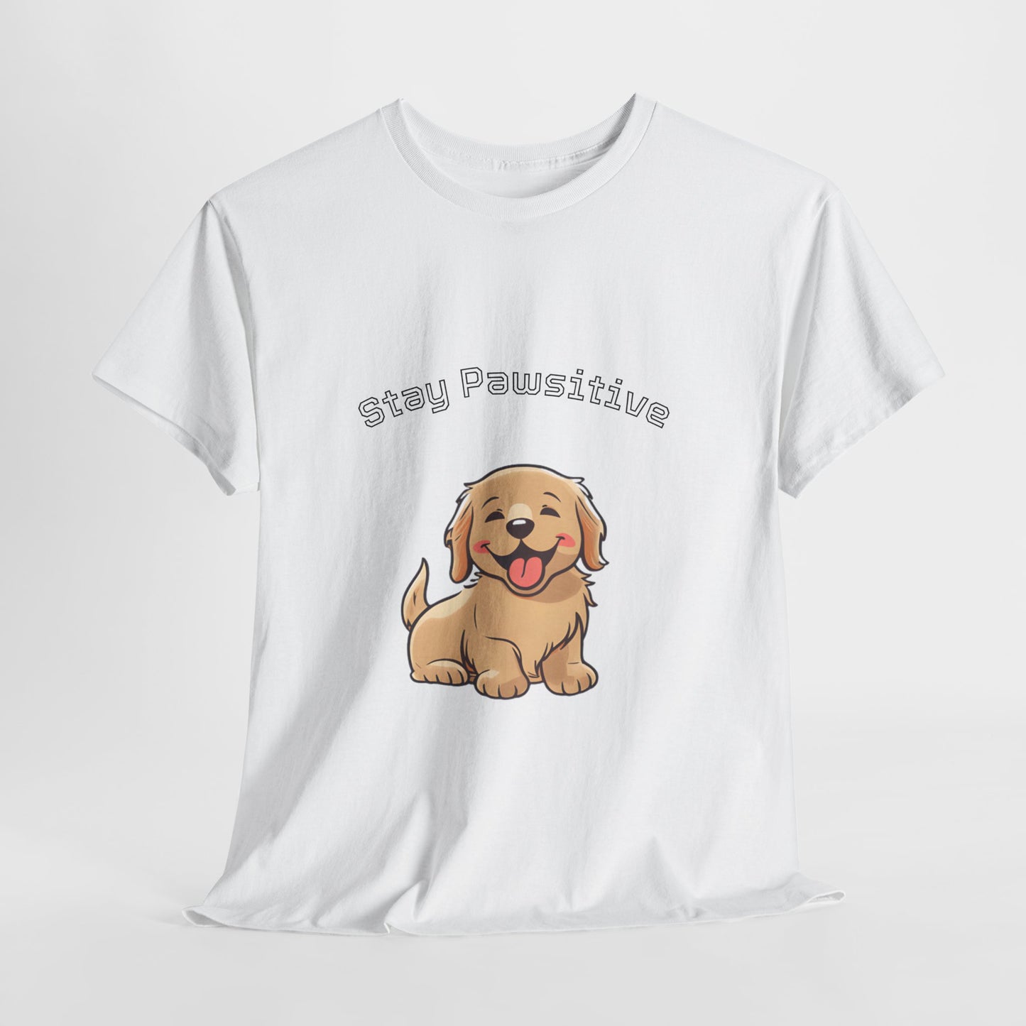 Stay Pawsitive Dog T-Shirt — Cute Golden Retriever Tee for Dog Lovers