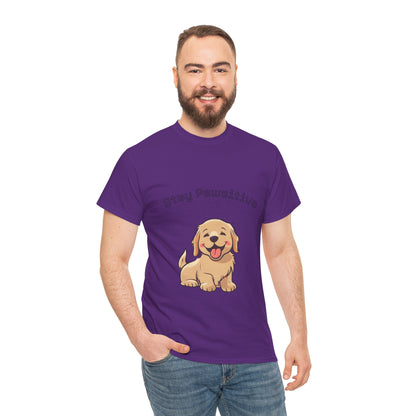 Stay Pawsitive Dog T-Shirt — Cute Golden Retriever Tee for Dog Lovers