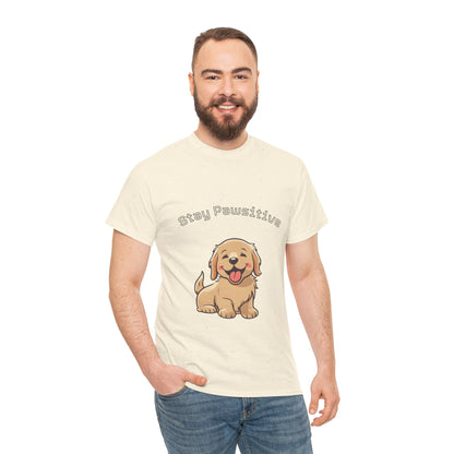 Stay Pawsitive Dog T-Shirt — Cute Golden Retriever Tee for Dog Lovers
