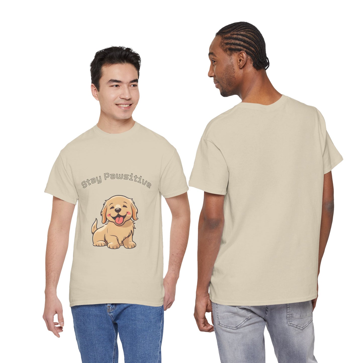 Stay Pawsitive Dog T-Shirt — Cute Golden Retriever Tee for Dog Lovers