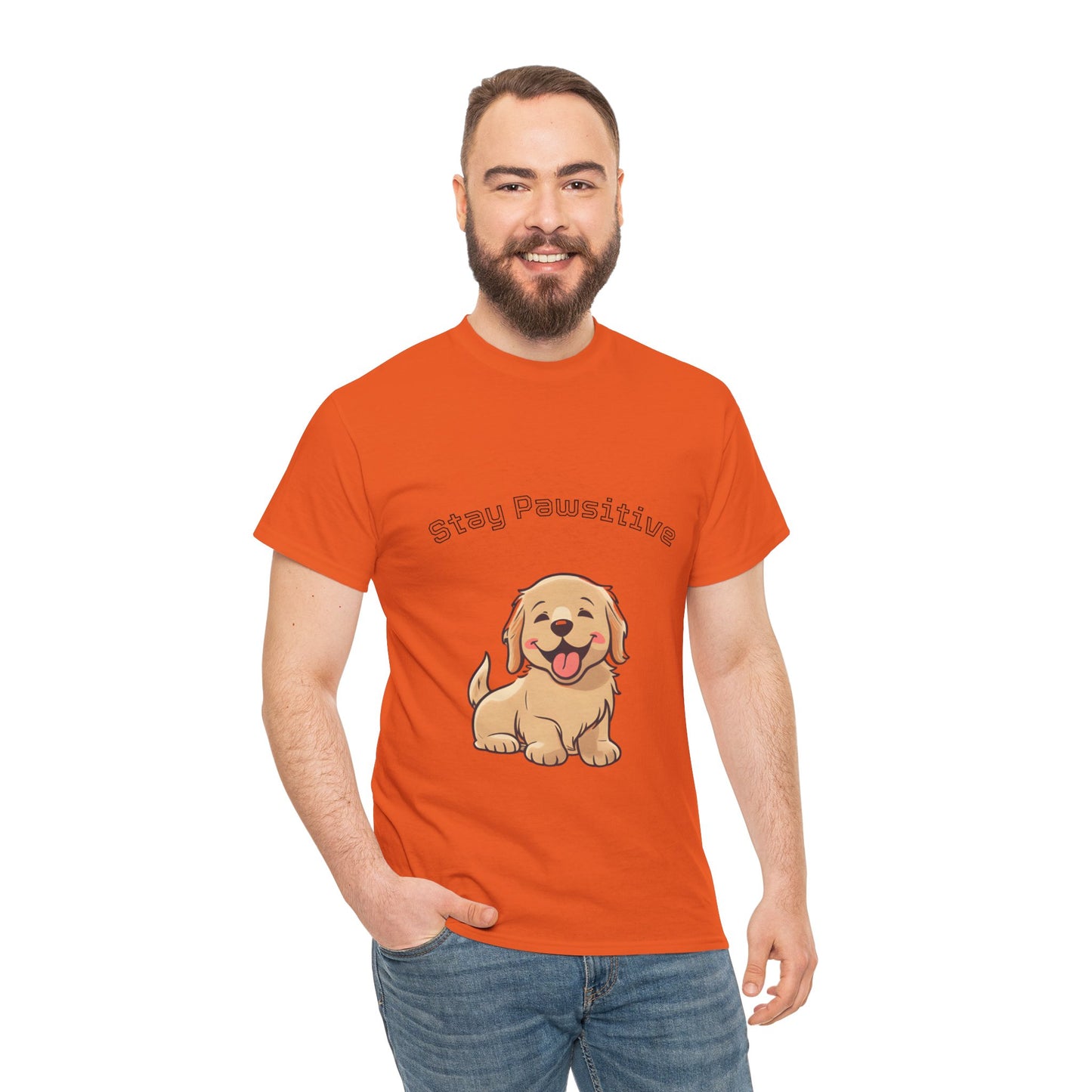 Stay Pawsitive Dog T-Shirt — Cute Golden Retriever Tee for Dog Lovers