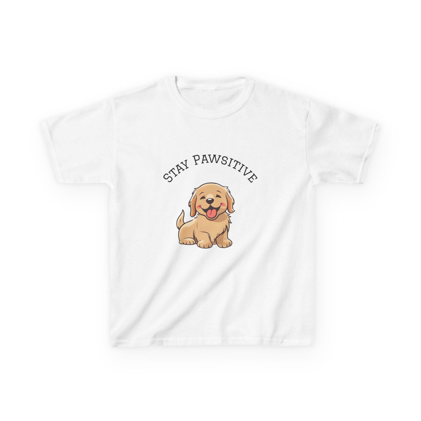 Kids Tee — "Stay Pawsitive" Cute Puppy Graphic
