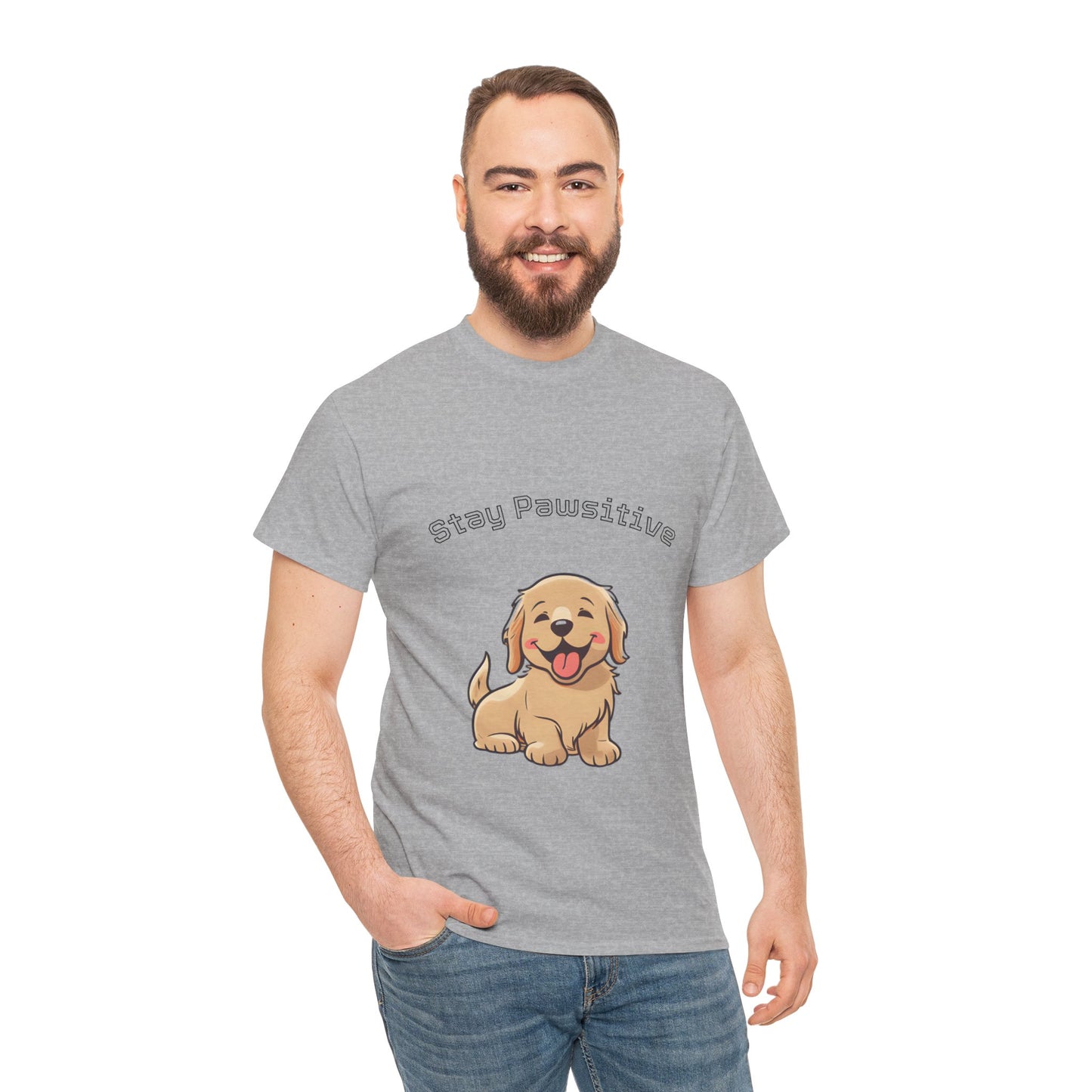 Stay Pawsitive Dog T-Shirt — Cute Golden Retriever Tee for Dog Lovers