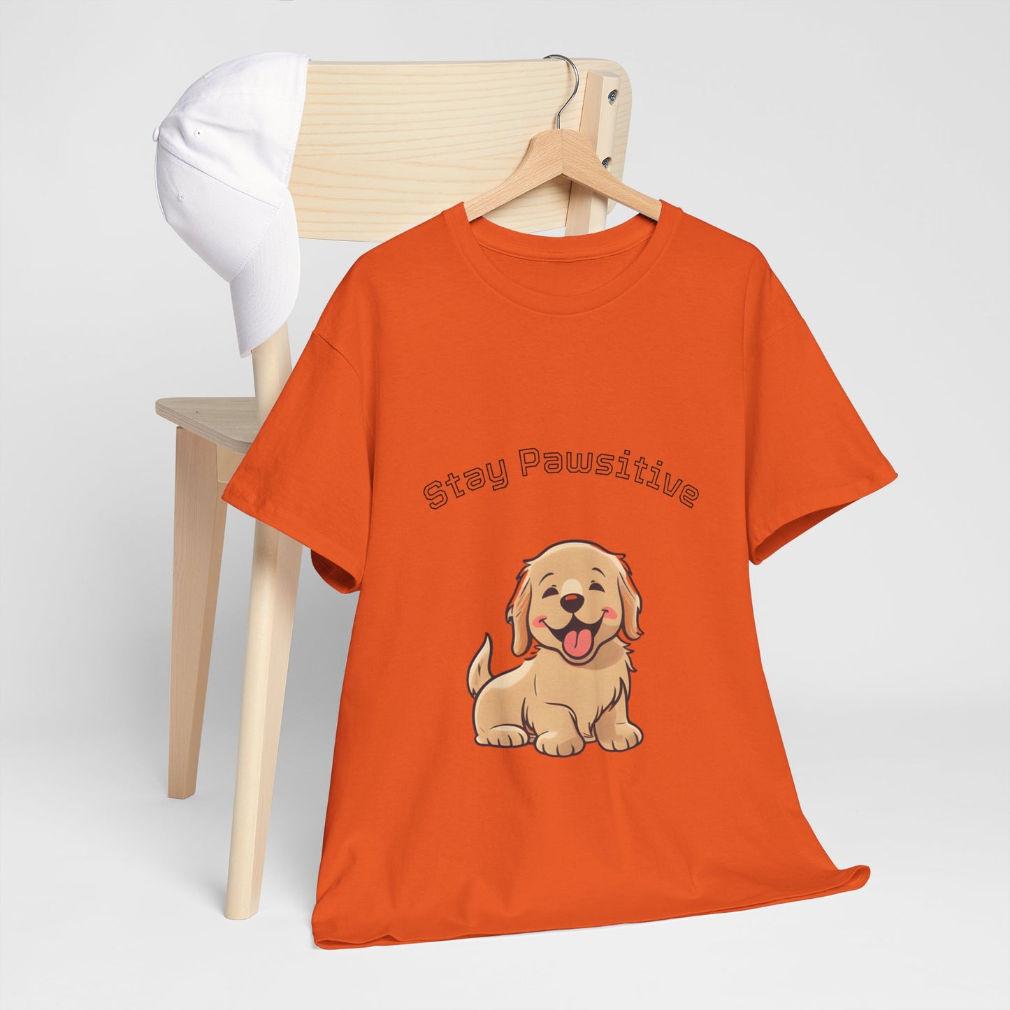Stay Pawsitive Dog T-Shirt — Cute Golden Retriever Tee for Dog Lovers