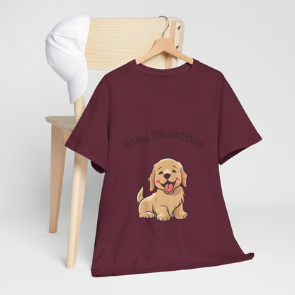 Stay Pawsitive Dog T-Shirt — Cute Golden Retriever Tee for Dog Lovers