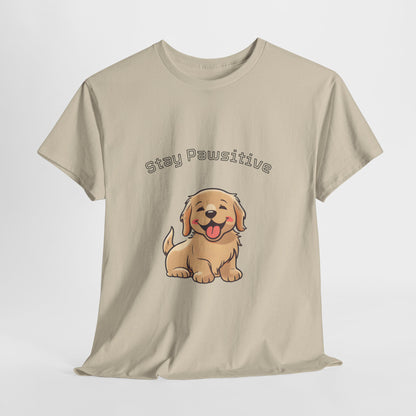 Stay Pawsitive Dog T-Shirt — Cute Golden Retriever Tee for Dog Lovers