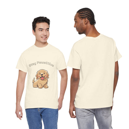 Stay Pawsitive Dog T-Shirt — Cute Golden Retriever Tee for Dog Lovers
