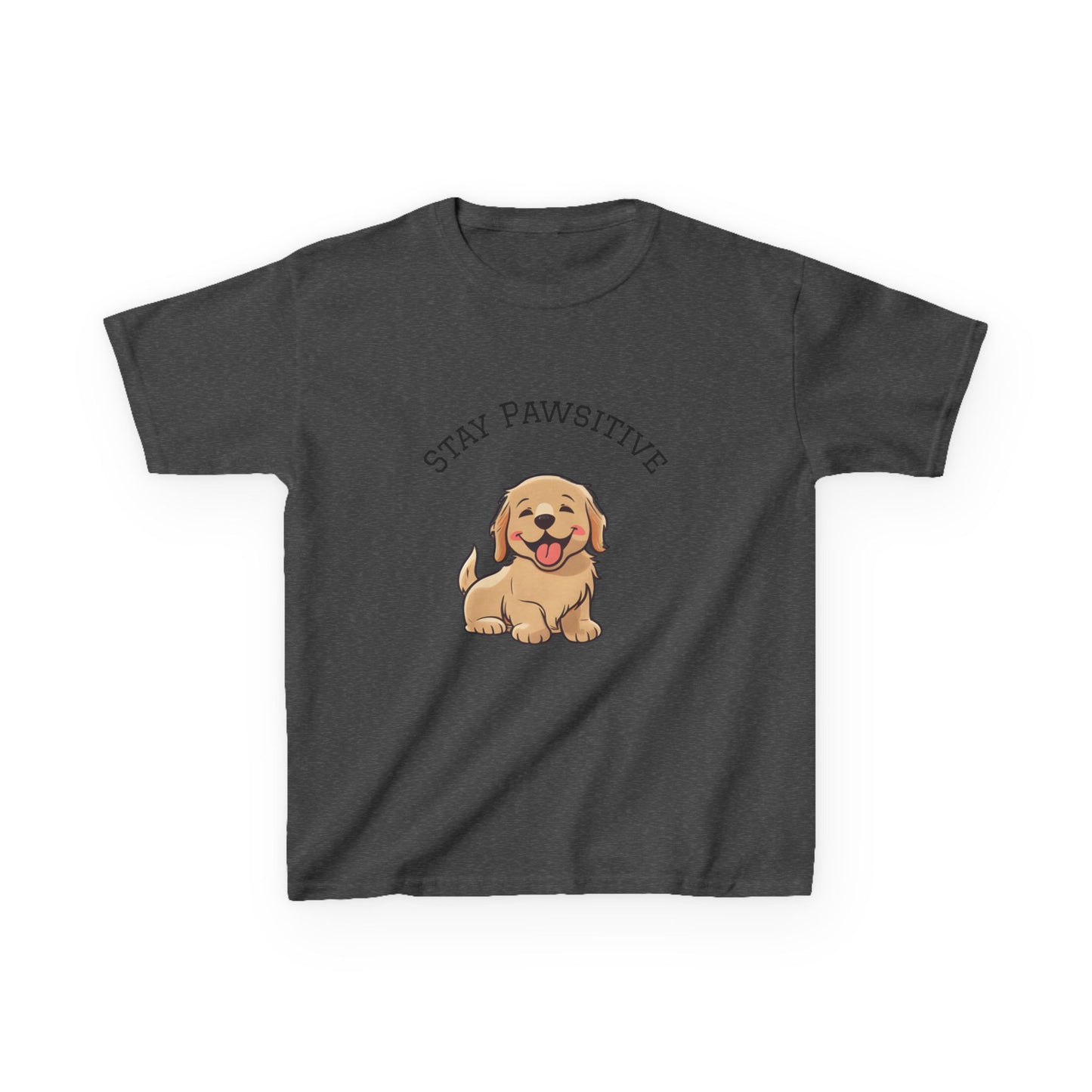 Kids Tee — "Stay Pawsitive" Cute Puppy Graphic