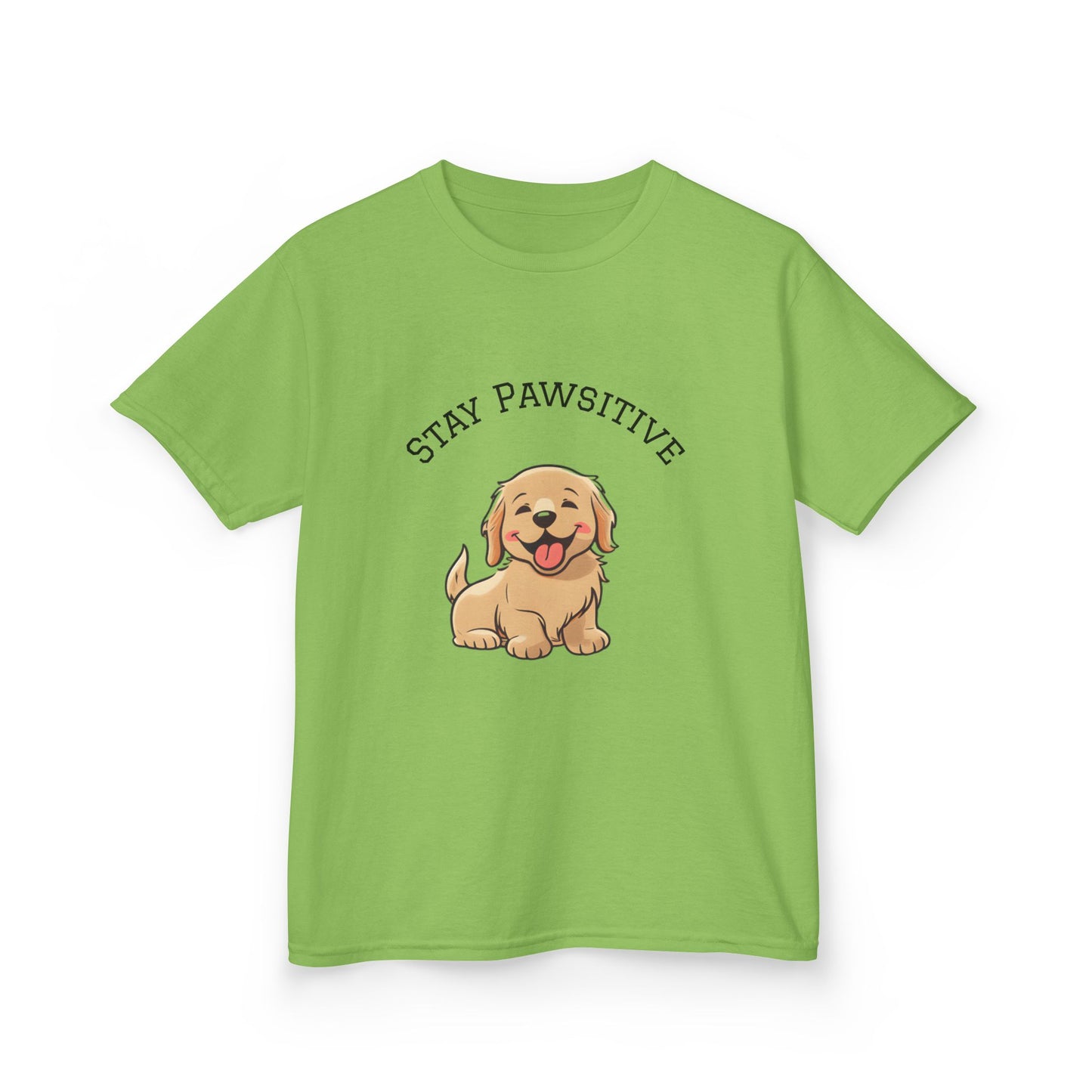 Kids Tee — "Stay Pawsitive" Cute Puppy Graphic