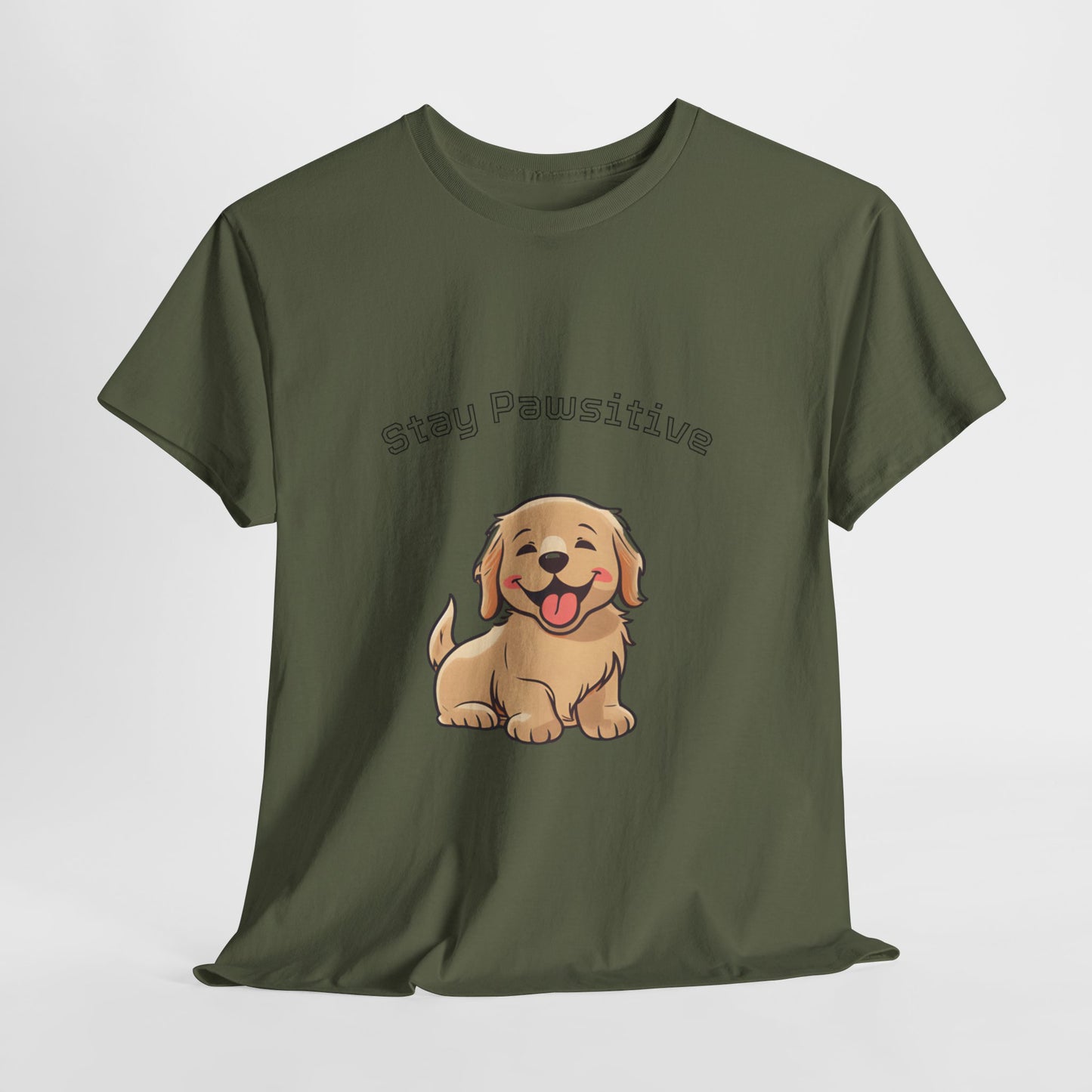 Stay Pawsitive Dog T-Shirt — Cute Golden Retriever Tee for Dog Lovers