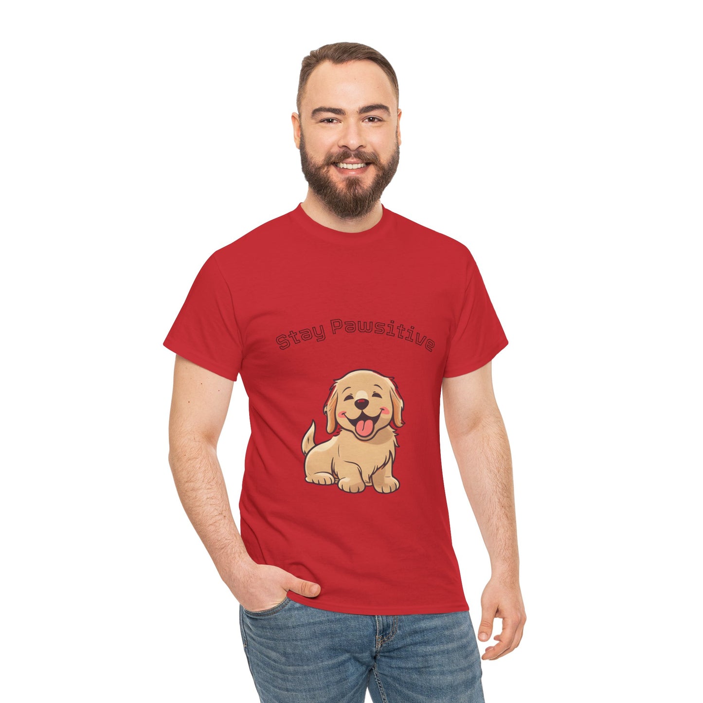 Stay Pawsitive Dog T-Shirt — Cute Golden Retriever Tee for Dog Lovers