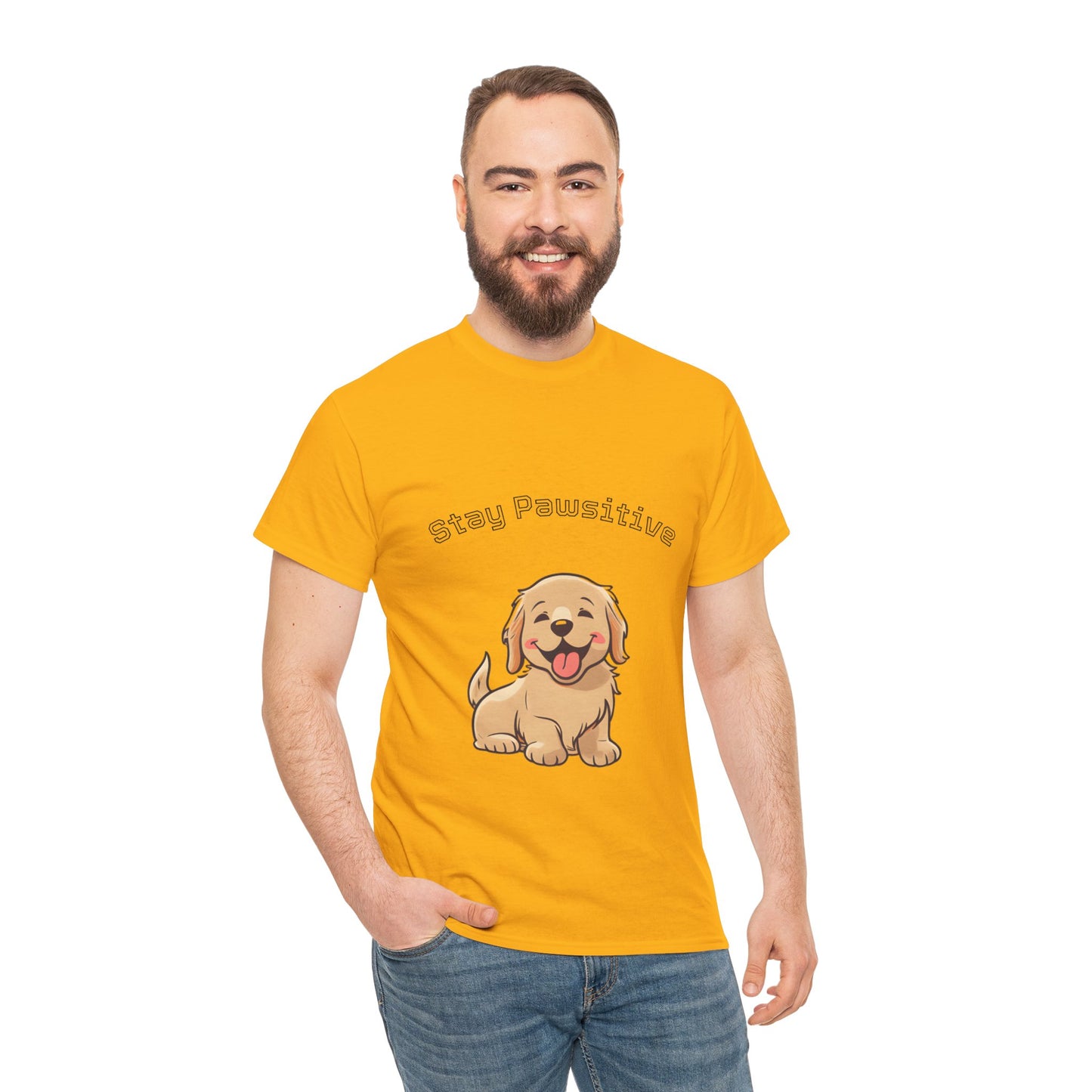 Stay Pawsitive Dog T-Shirt — Cute Golden Retriever Tee for Dog Lovers