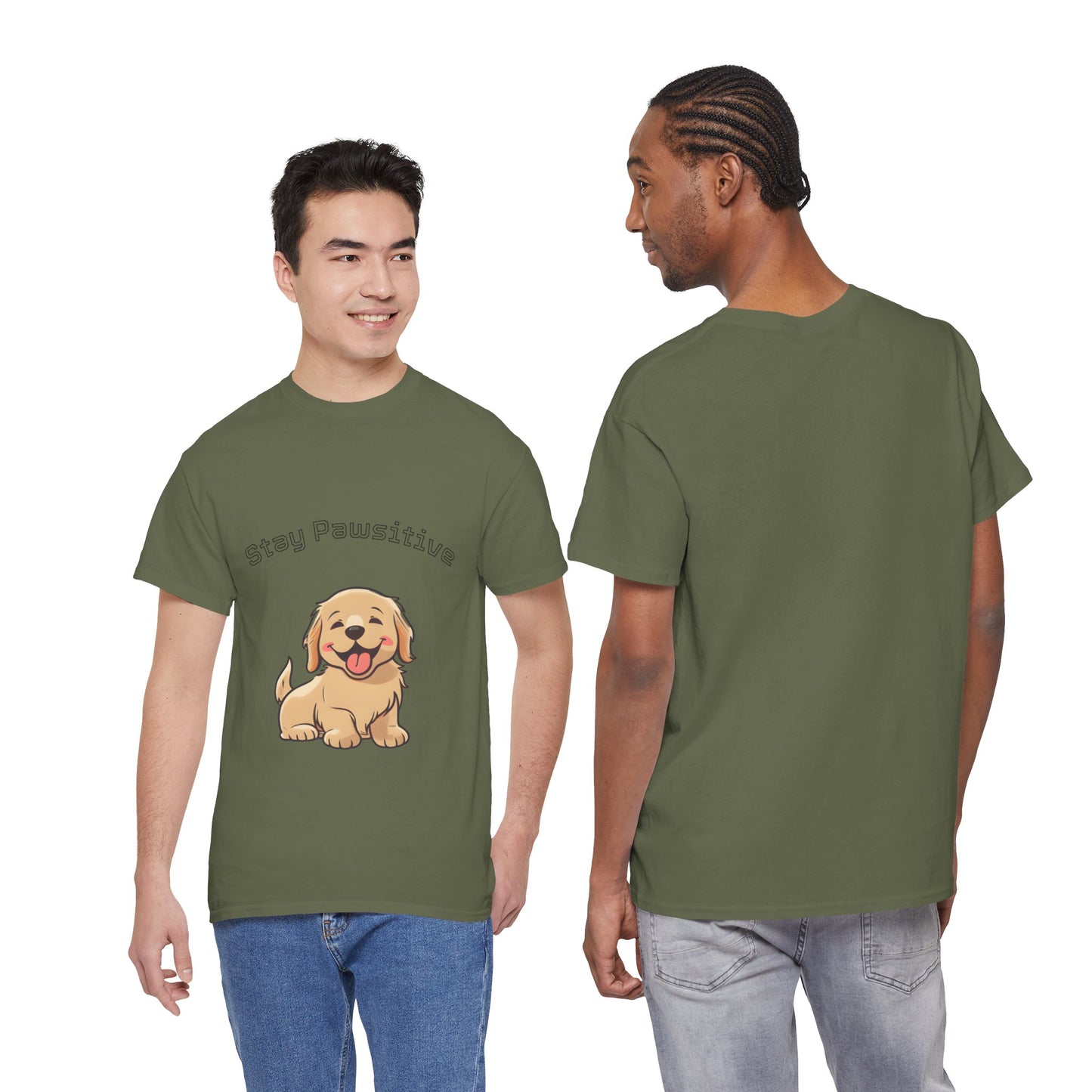 Stay Pawsitive Dog T-Shirt — Cute Golden Retriever Tee for Dog Lovers