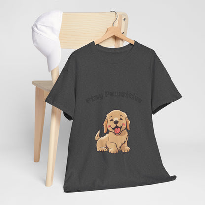 Stay Pawsitive Dog T-Shirt — Cute Golden Retriever Tee for Dog Lovers