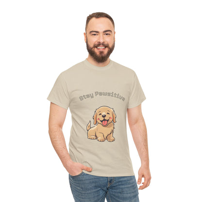 Stay Pawsitive Dog T-Shirt — Cute Golden Retriever Tee for Dog Lovers